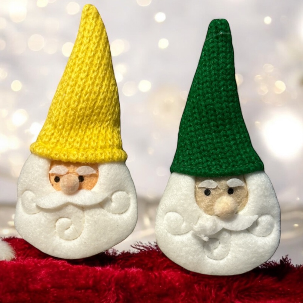 Set of two fabric gnome Christmas ornaments NWT